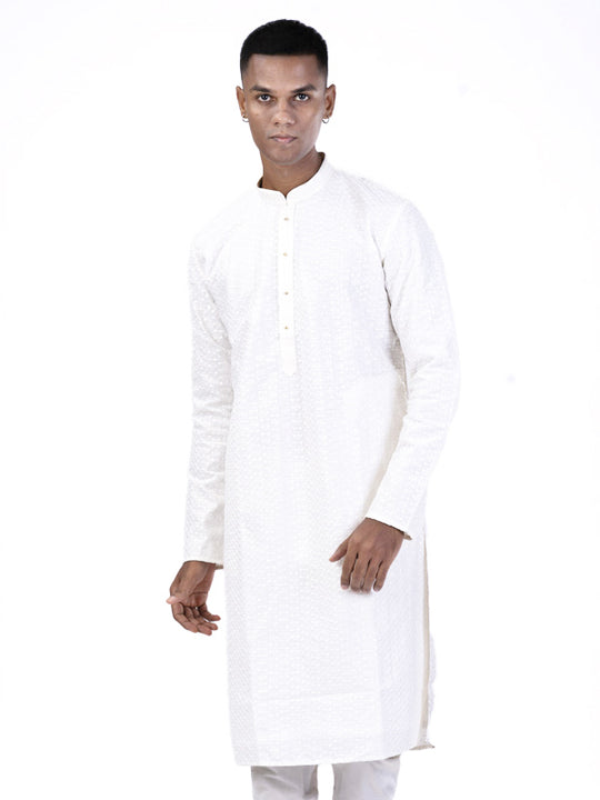 Snow White Cotton Kurta Set