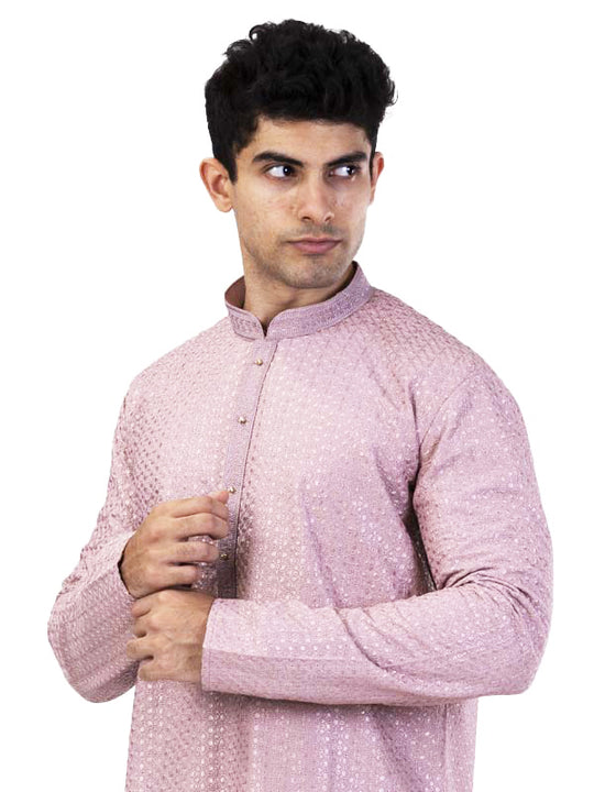 Crimson Pink Delight Cotton Kurta Set
