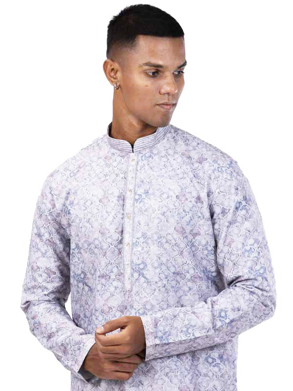 DNA Pattern Slate Grey Kurta Set