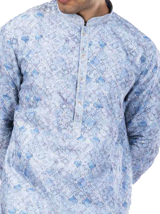 DNA Pattern Sky Blue Kurta Set