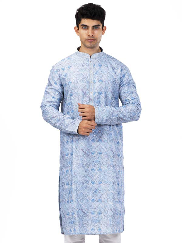 DNA Pattern Sky Blue Kurta Set