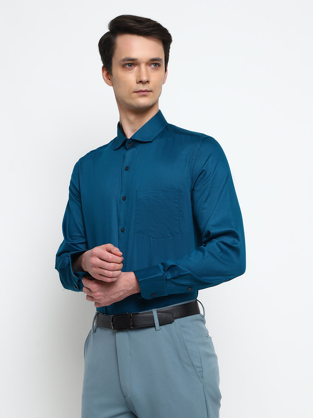BLUE SATIN FORMAL SHIRT